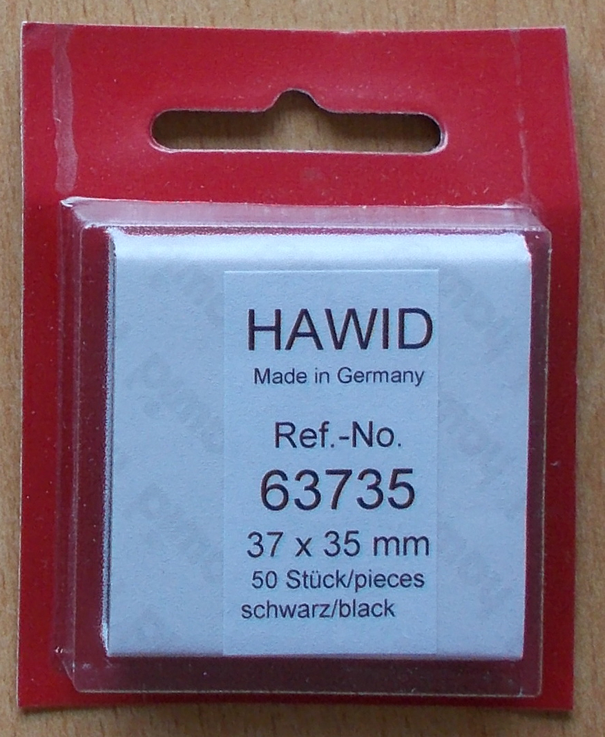 (image for) Hawid Stamp Mounts - Black 37mm x 35mm